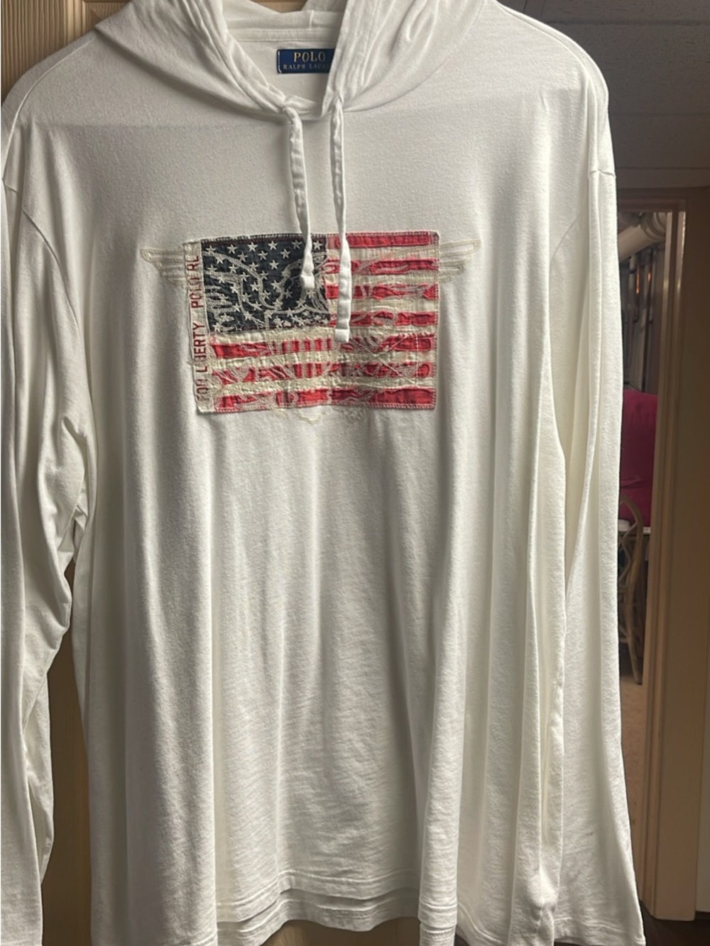 Ralph Lauren White Tee with Blue Brand Label